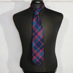 Pendleton Tie Mens Red Blue Tartan Plaid 100% Virgin Wool
